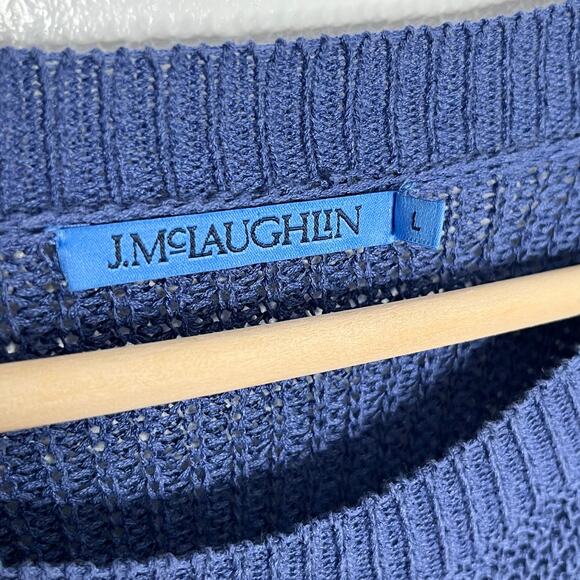 J. McLaughlin Long Sleeve Linen Blend Pullover Sweater Womens Large Blue Coastal - Picture 7 of 10